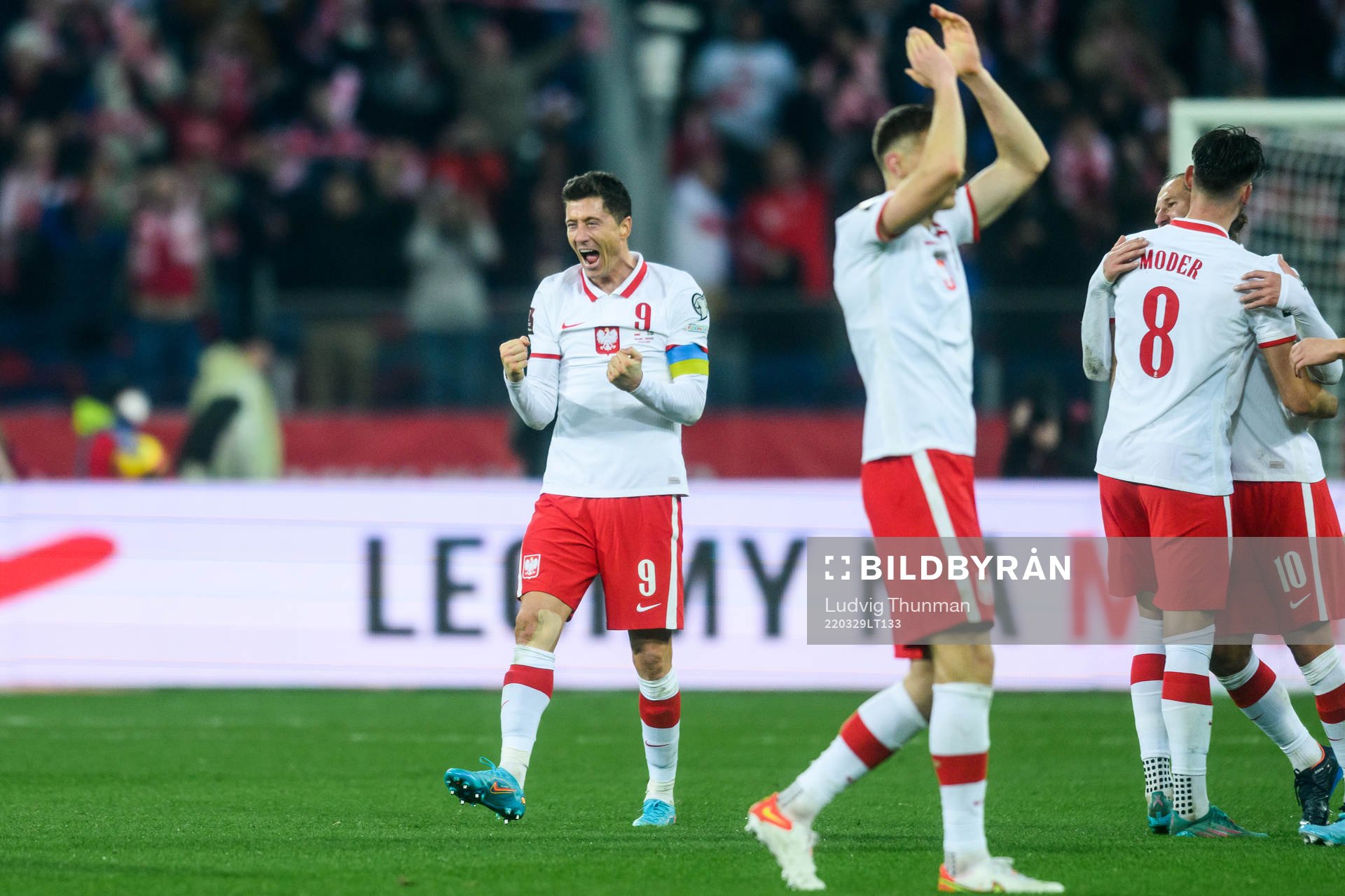 Robert Lewandowski of Poland celebrates
