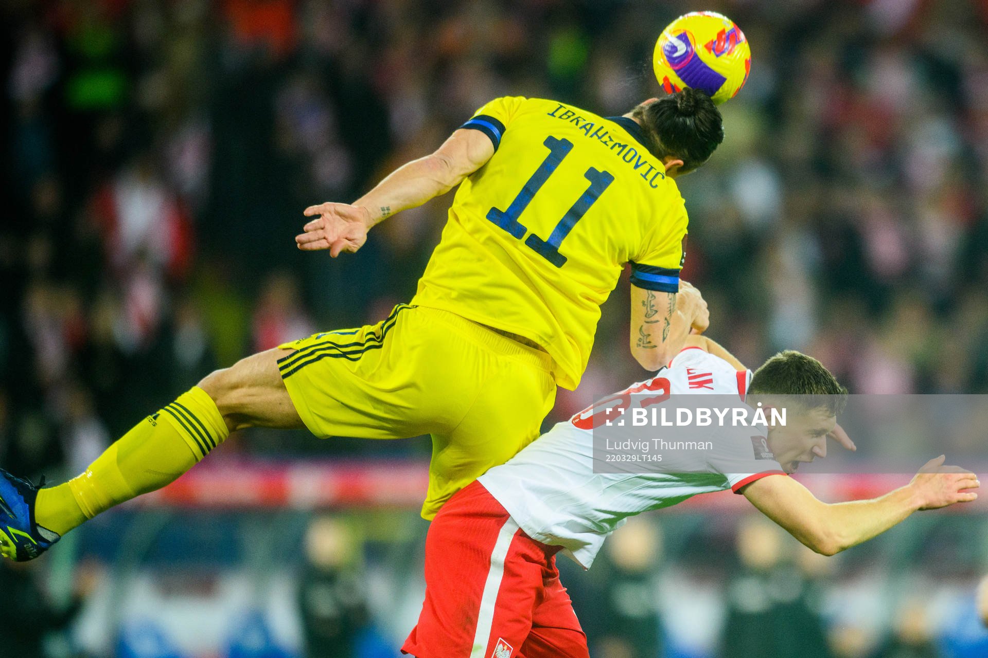 Zlatan Ibrahimovic  of Sweden and Krystian Bielik of Poland