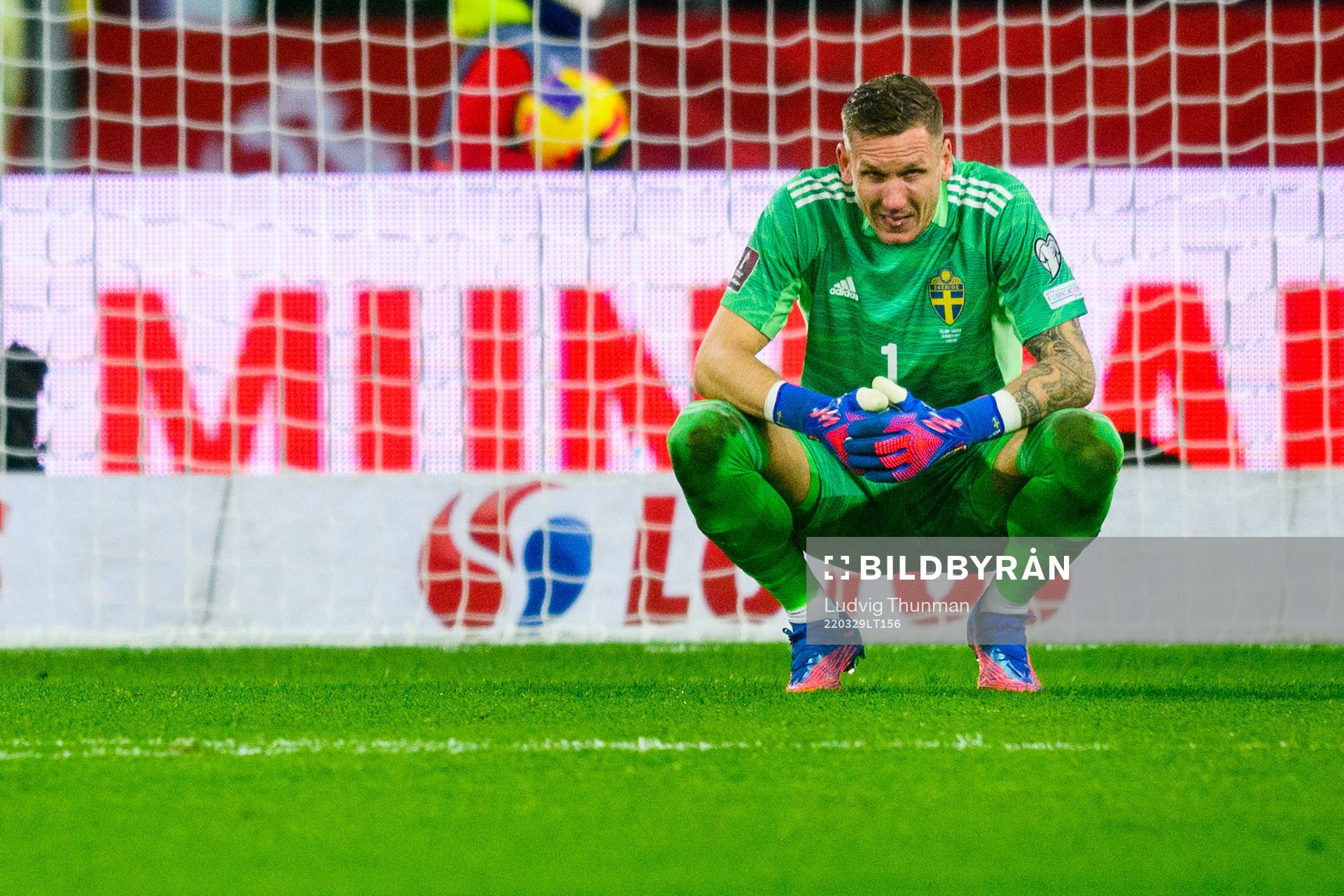 Goalkeeper Robin Olsen of Sweden looks dejected