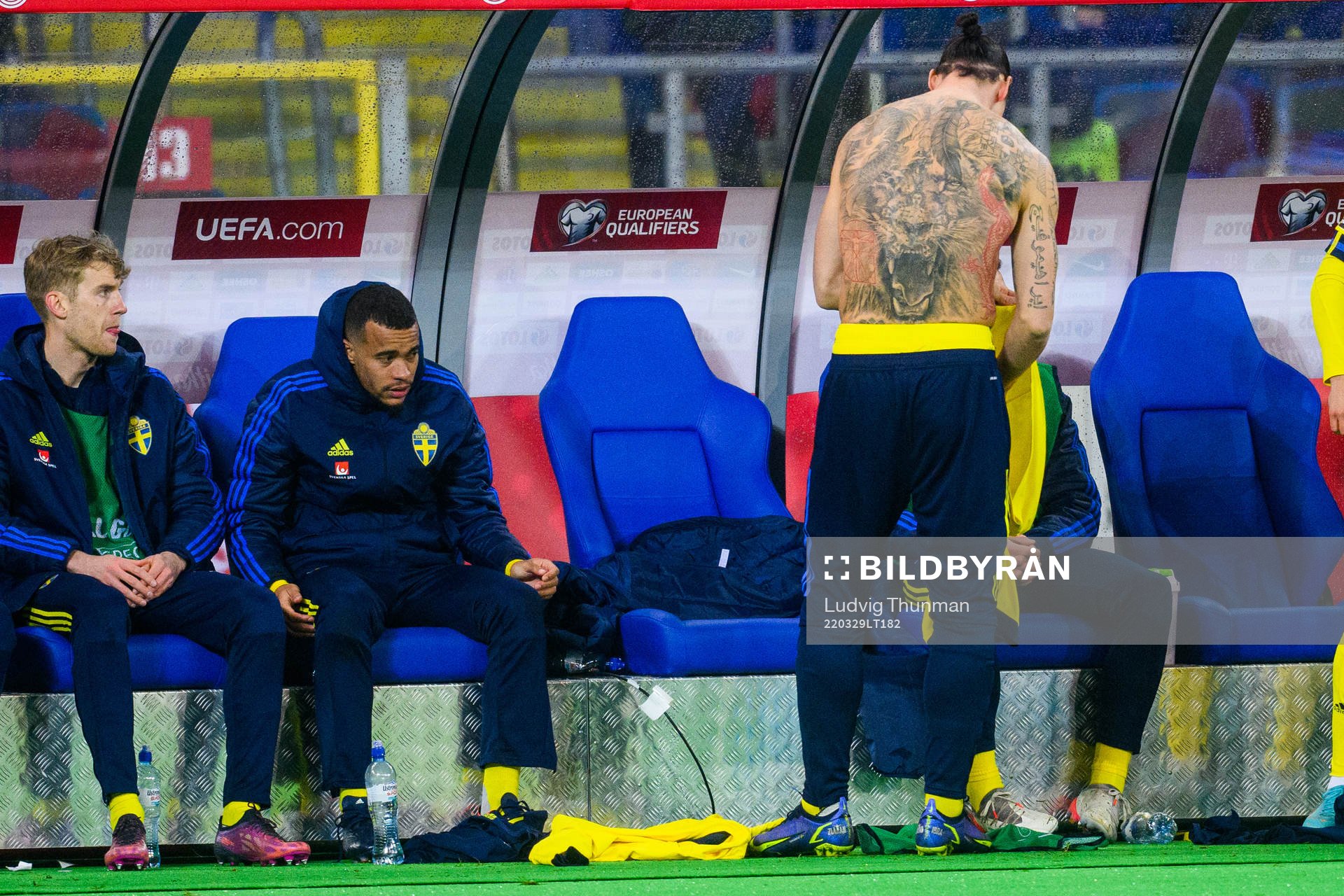 Zlatan Ibrahimovic  of Sweden with a large tattoo