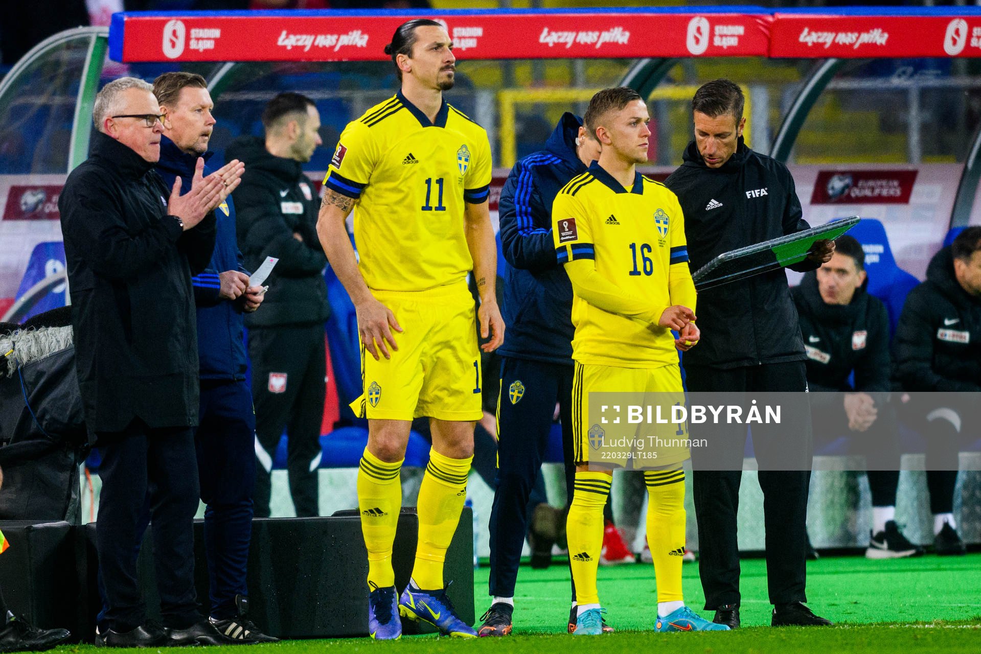 Zlatan Ibrahimovic and Jesper Karlsson of Sweden is