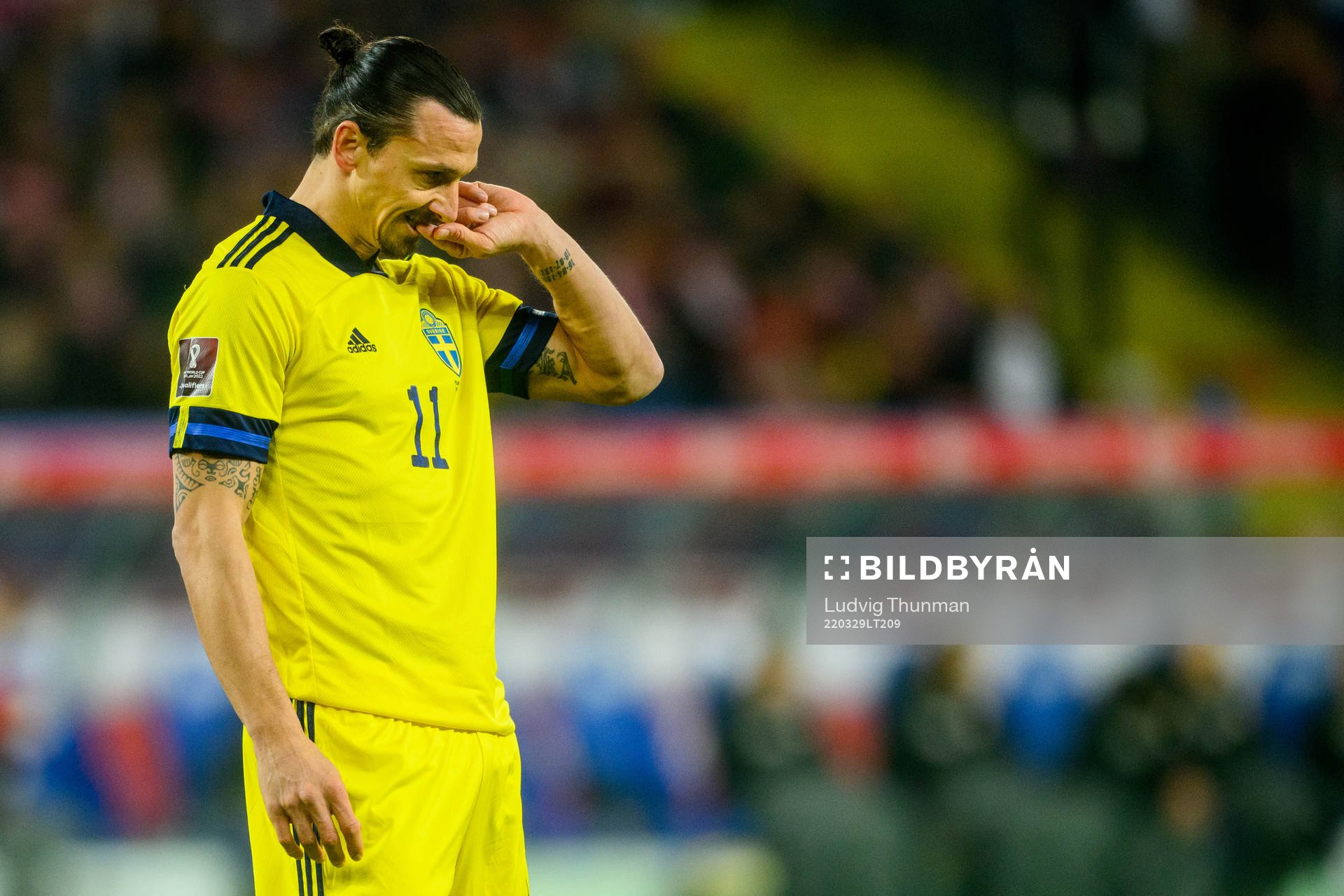 Zlatan Ibrahimovic of Sweden looks dejected