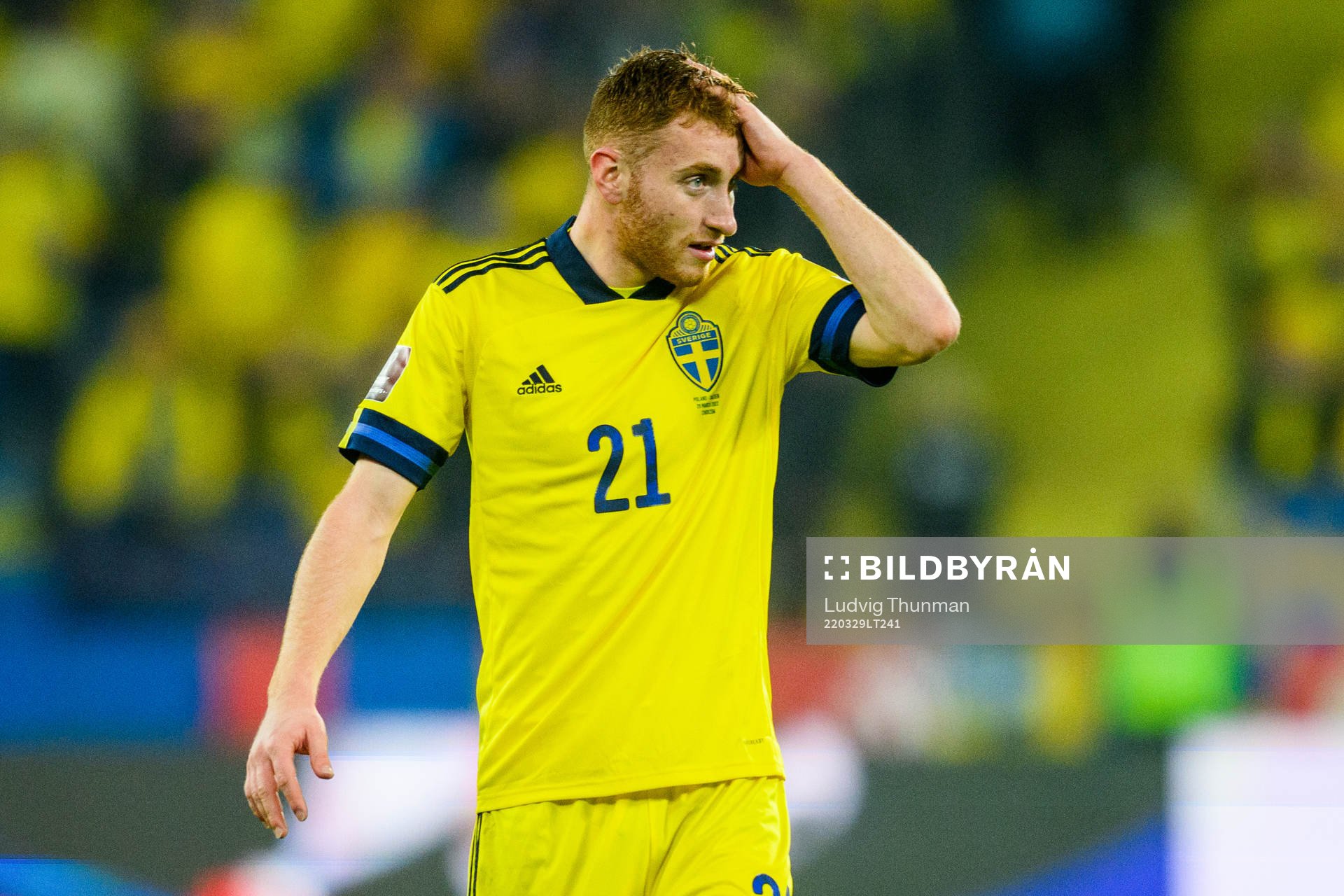 Dejan Kulusevski of Sweden looks dejected