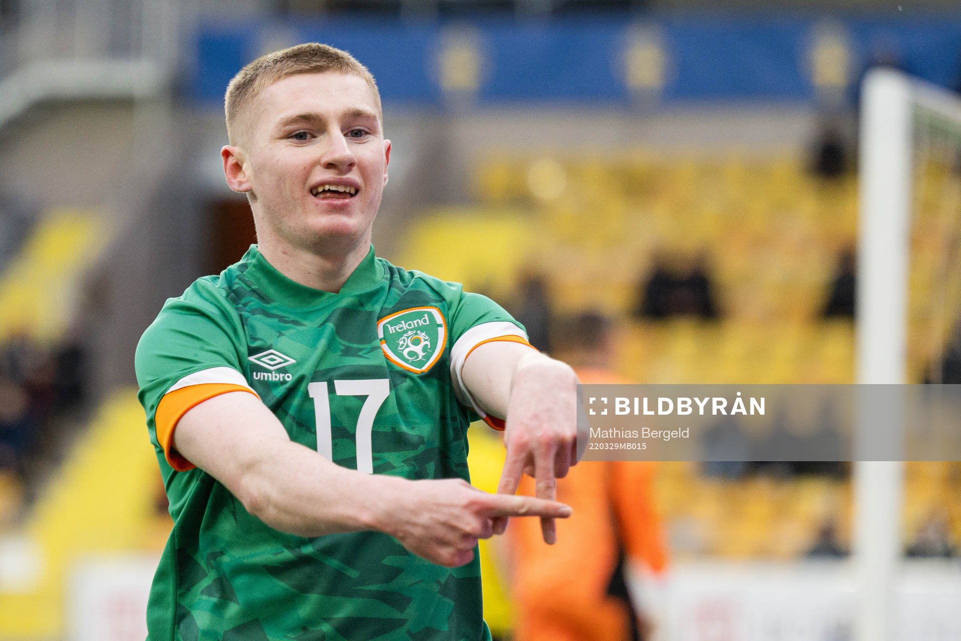 Ross Tierney of Ireland celebrates the 0-1 goal