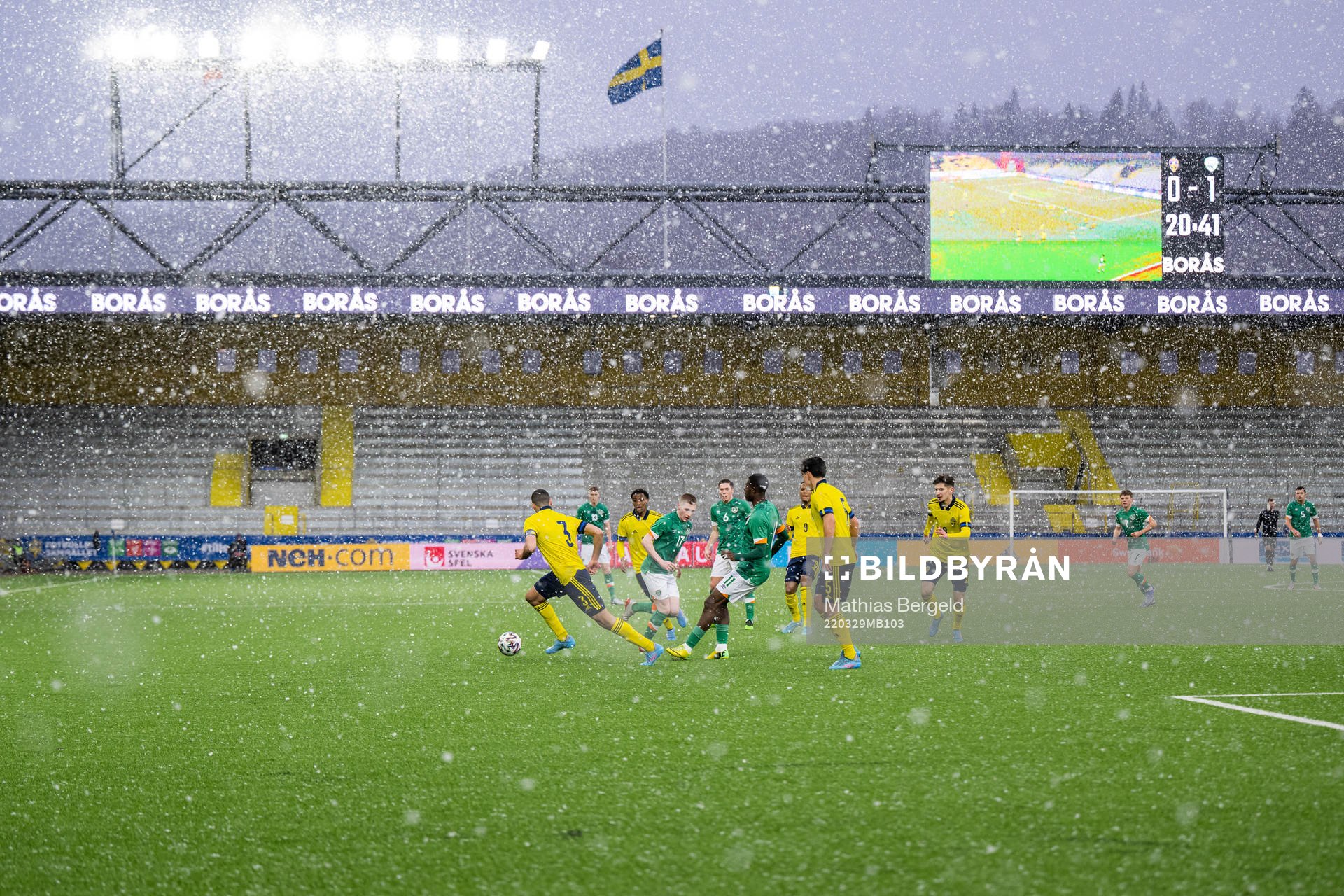 Aiham Ousou and Eric Kahl of Sweden compete for the ball
