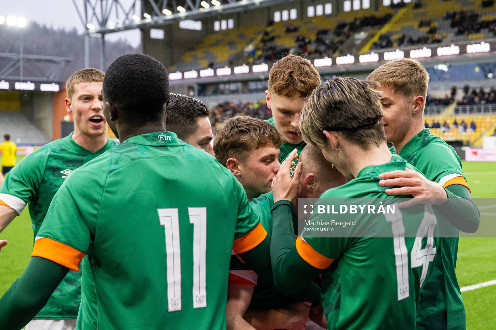 Team mates celebrate with Ross Tierney of Ireland who