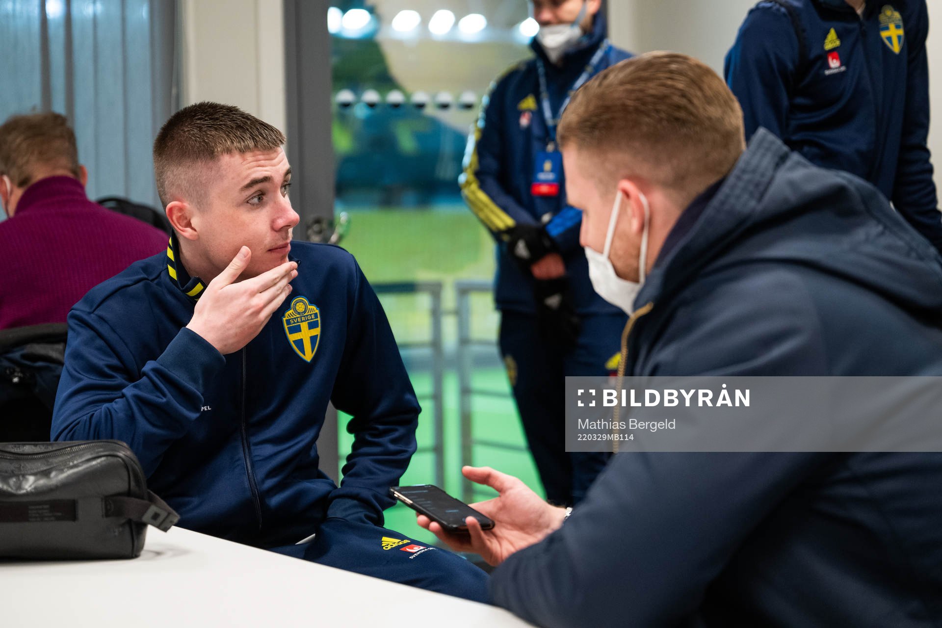 Patrik Wålemark of Sweden is interviewed after the UEFA European Under-21 Qualifier football match between Sweden and Ireland on March 29, 2022 in Borås.