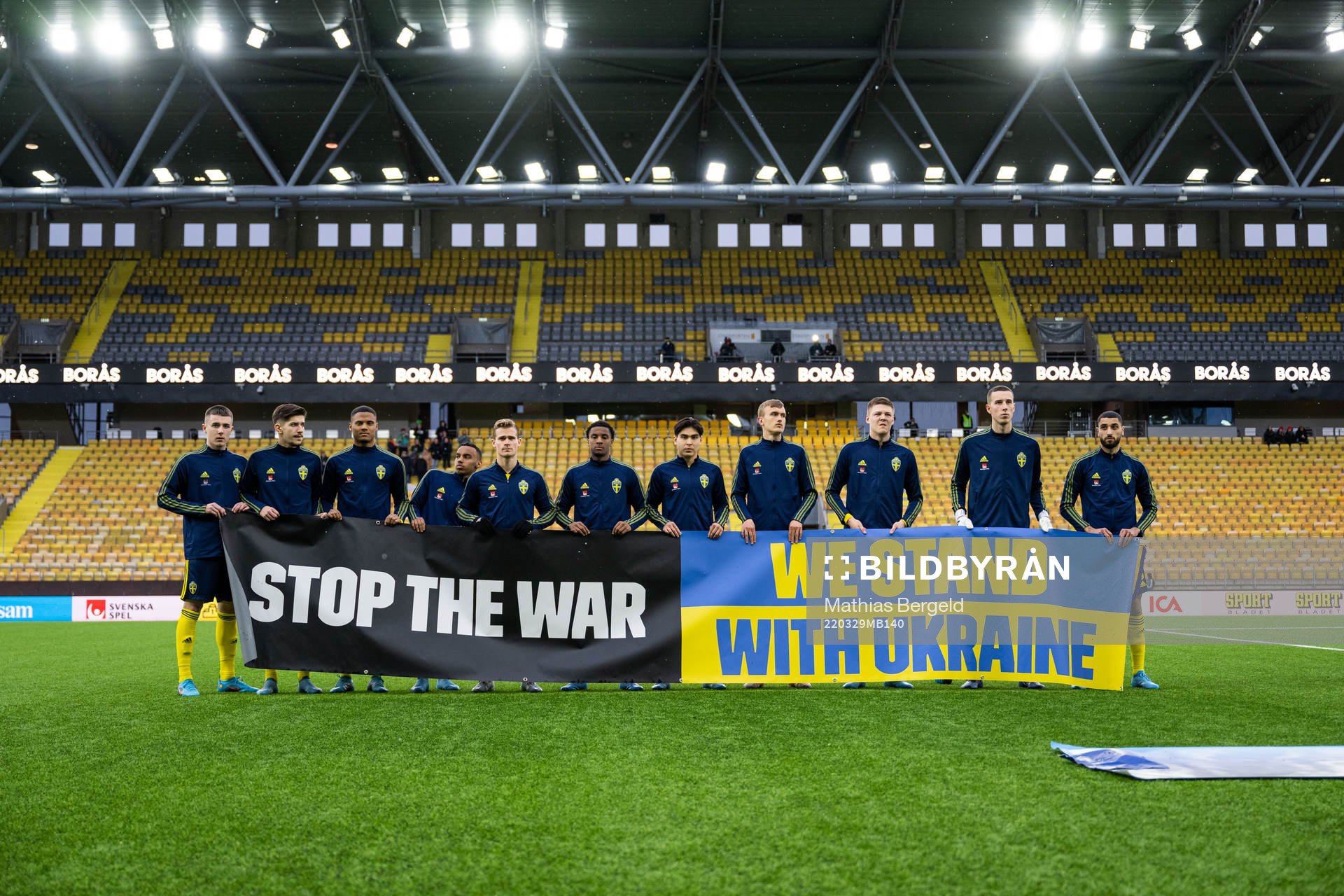 Players of Sweden participate in a manifestation against
