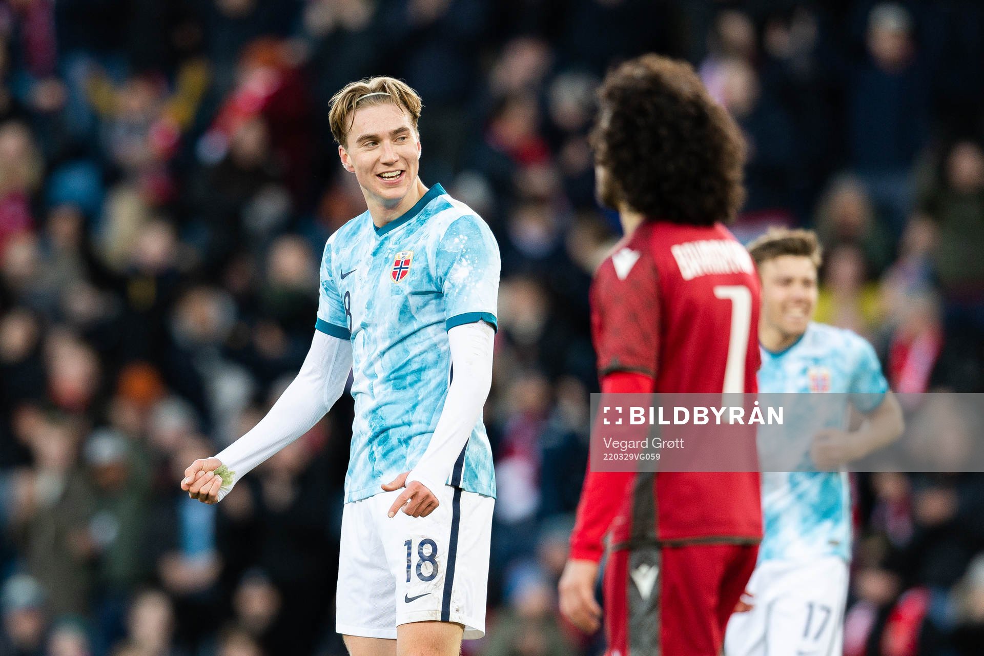 Kristian Thorstvedt of Norway celebrates the 3-0 goal