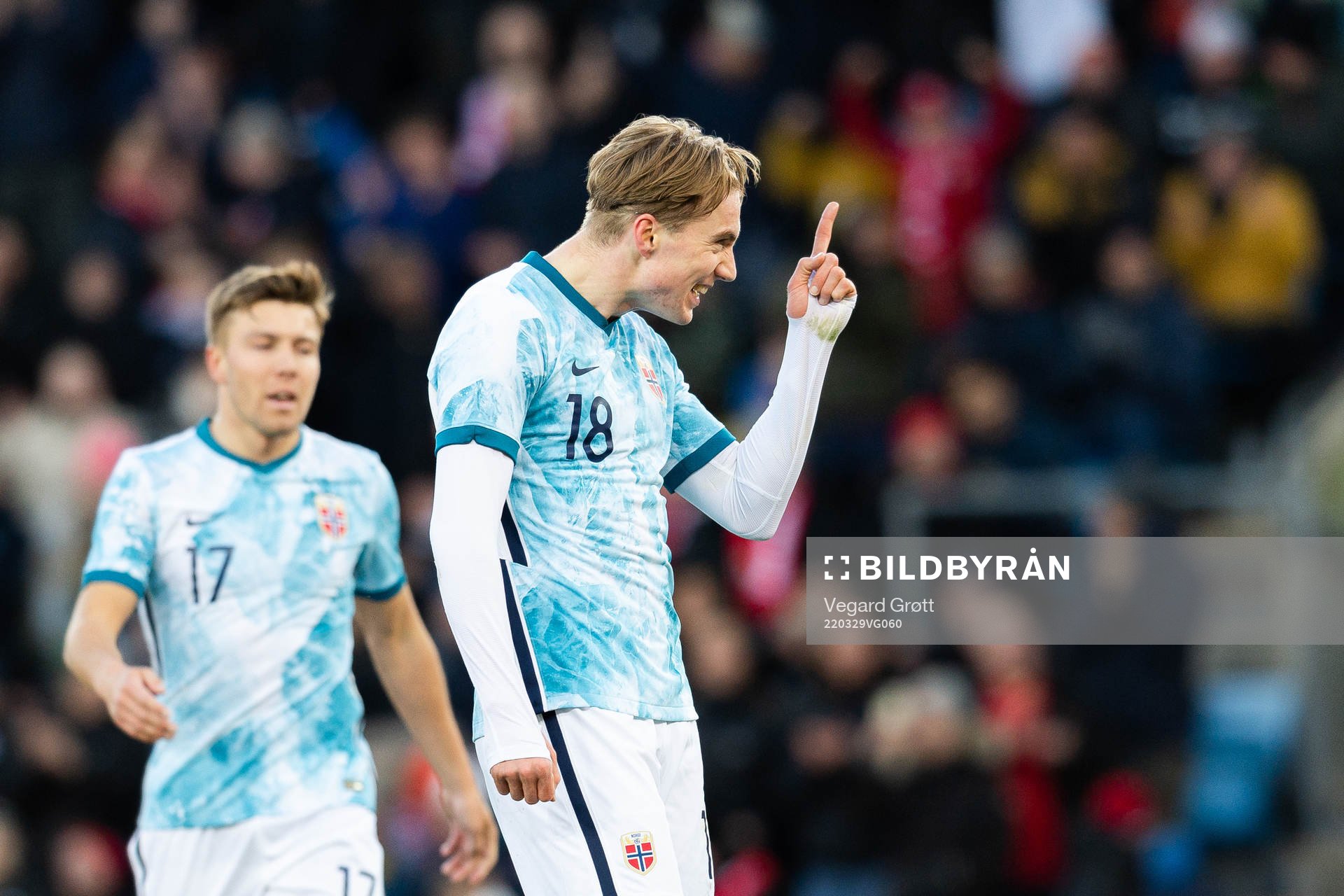 Kristian Thorstvedt of Norway celebrates the 3-0 goal