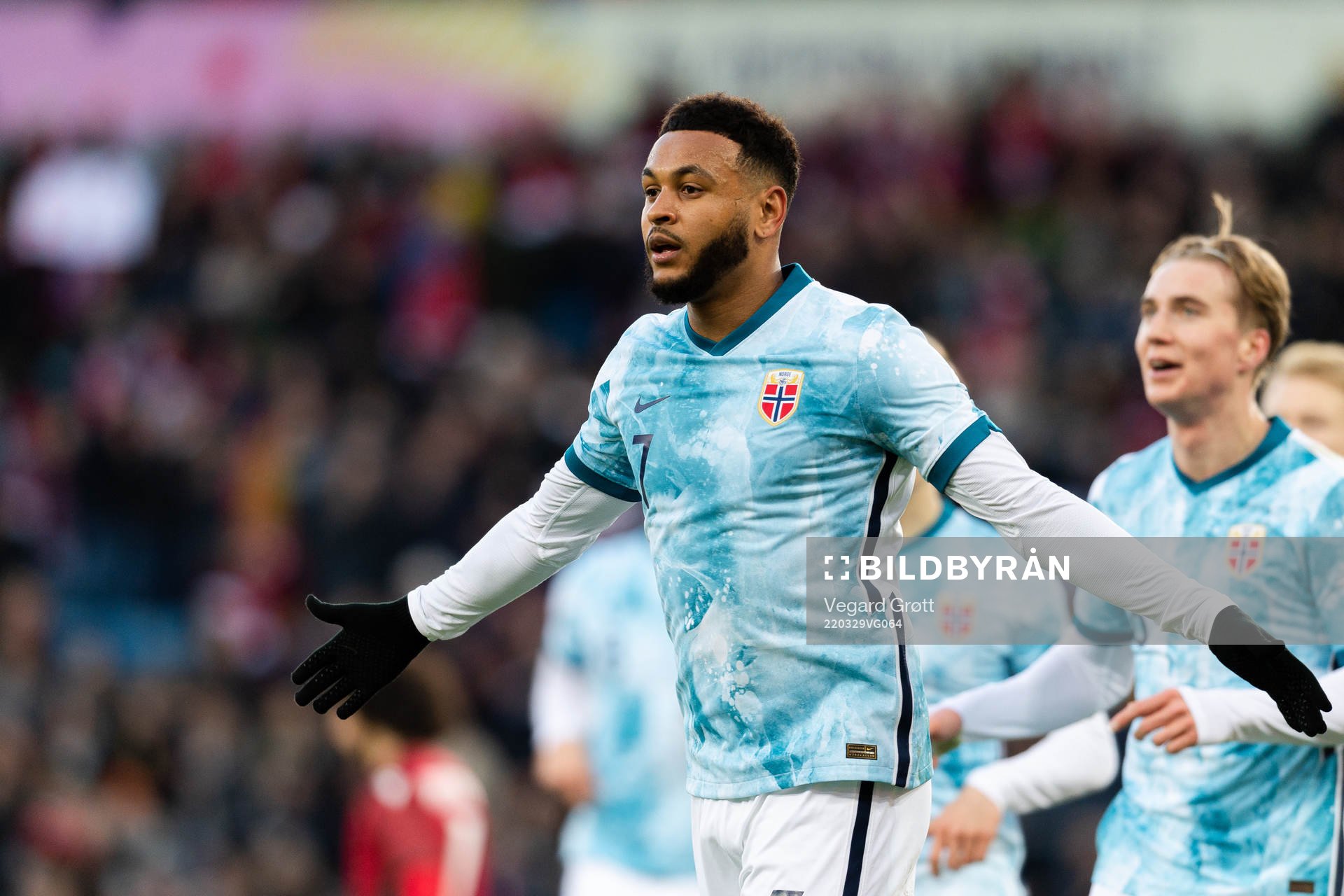 Joshua King of Norway celebrates the 4-0 goal