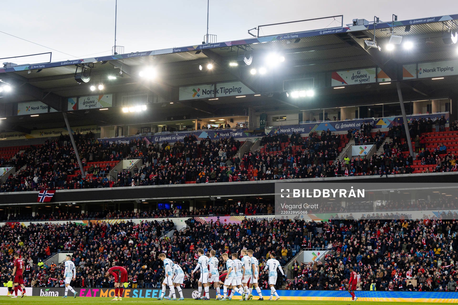Players of Norway celebrate the 3-0 goal