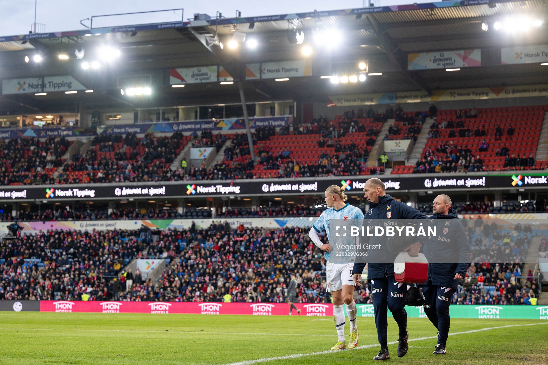Erling Braut Haaland of Norway leaves the pitch