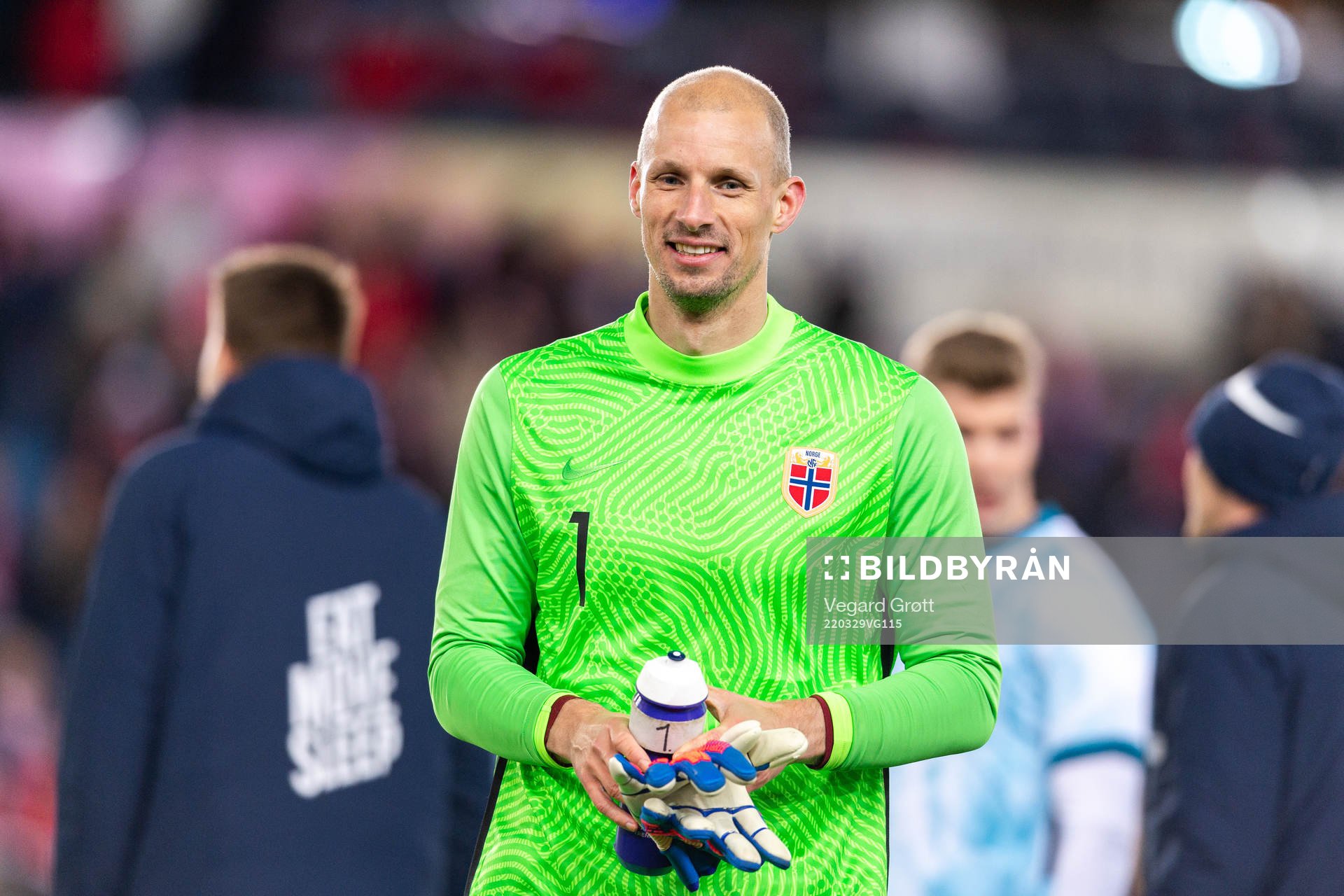 Goalkeeper André Hansen of Norway celebrates