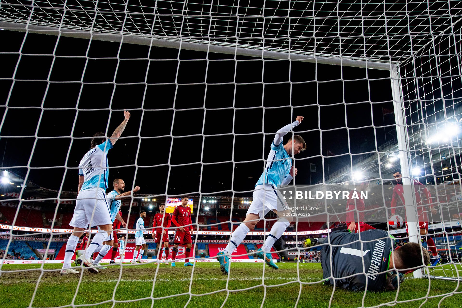 Alexander Sørloth of Norway scores the 8-0 goal behind