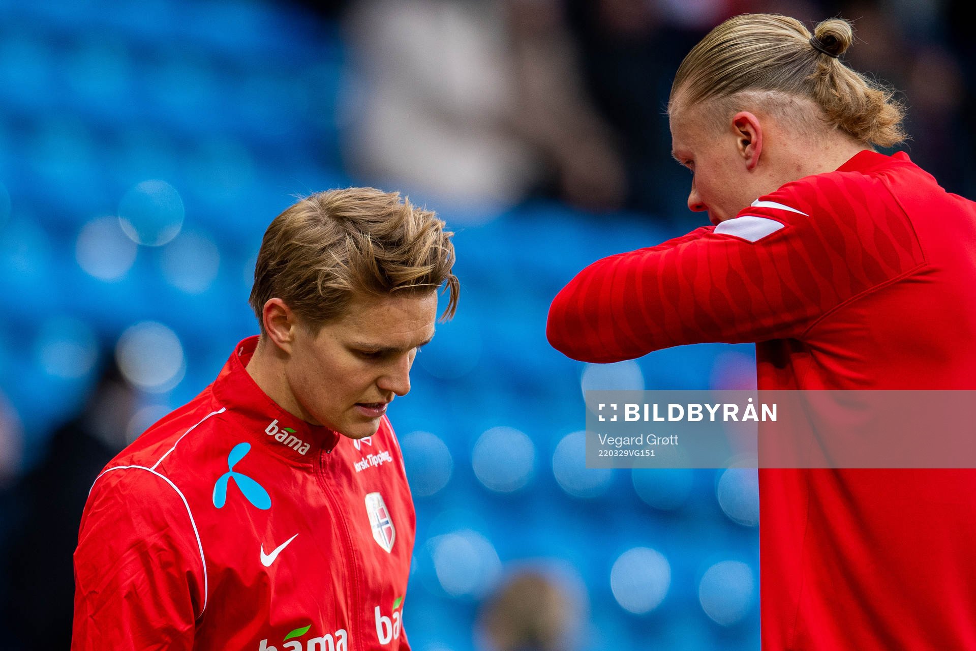 Martin Ødegaard and Erling Braut Haaland of Norway