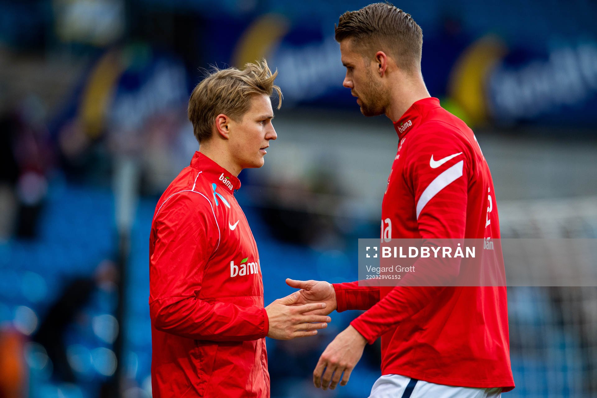 Martin Ødegaard and Kristoffer Ajer of Norway