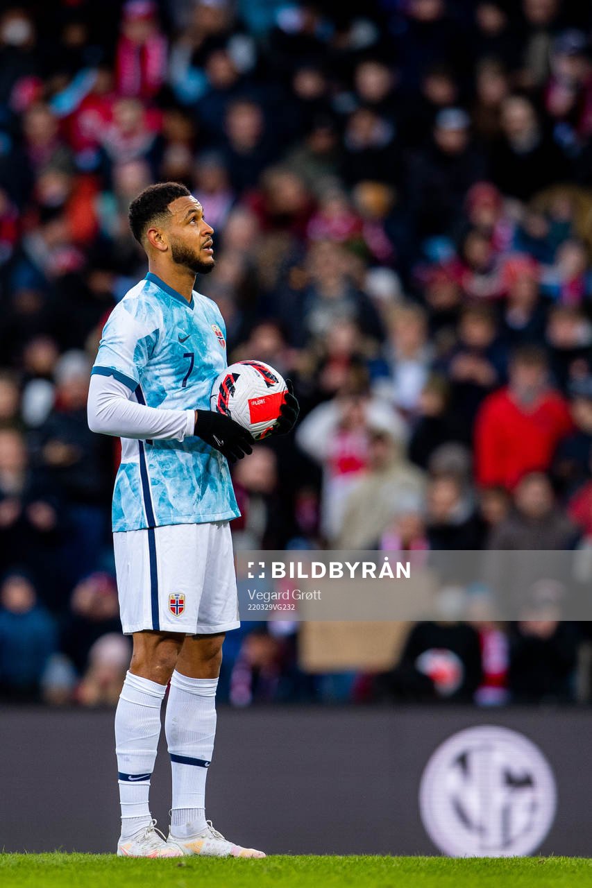 Joshua King of Norway prepares to take a penalty kick