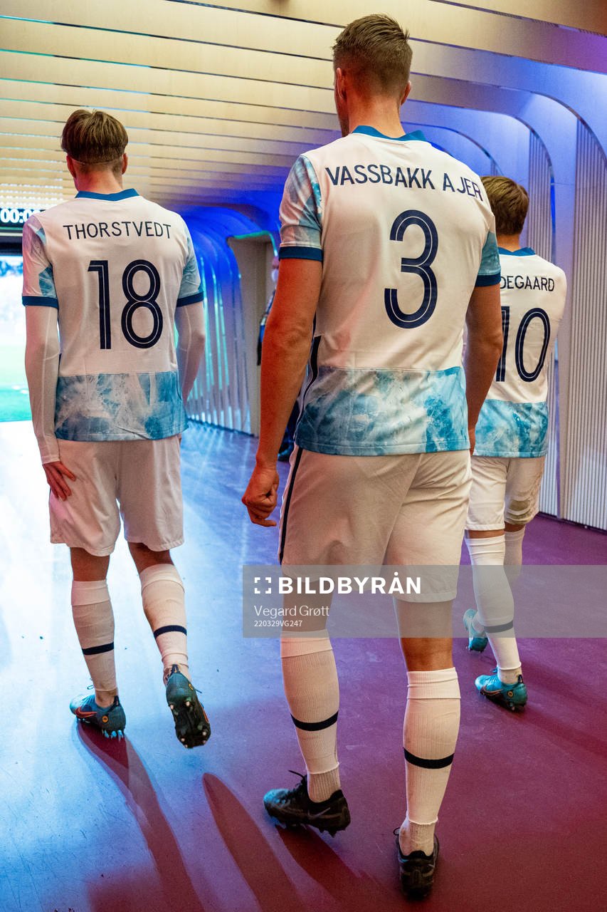 Kristian Thorstvedt and Kristoffer Ajer of Norway at
