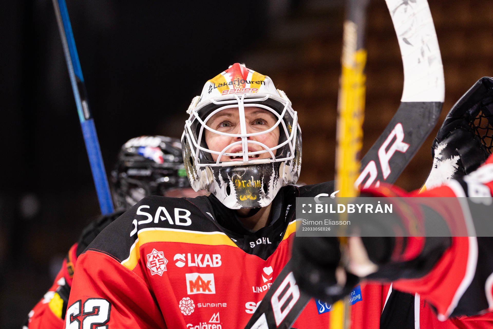 Luleås målvakt Sara Grahn jublar