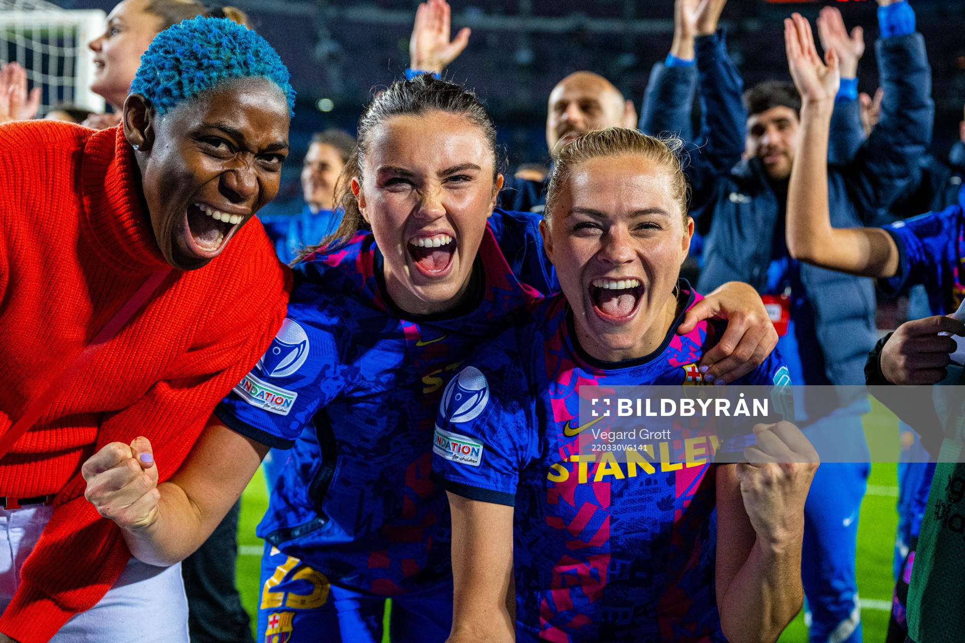 Asisat Oshoala, Ingrid Syrstad Engen and Fridolina Rolfö