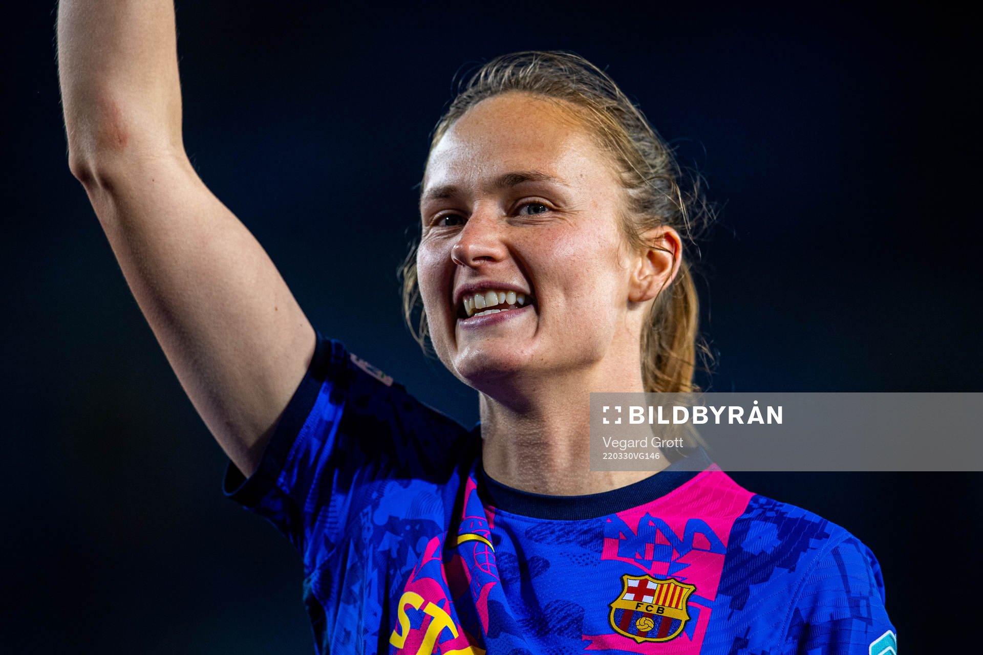 Caroline Graham Hansen of Barcelona celebrates