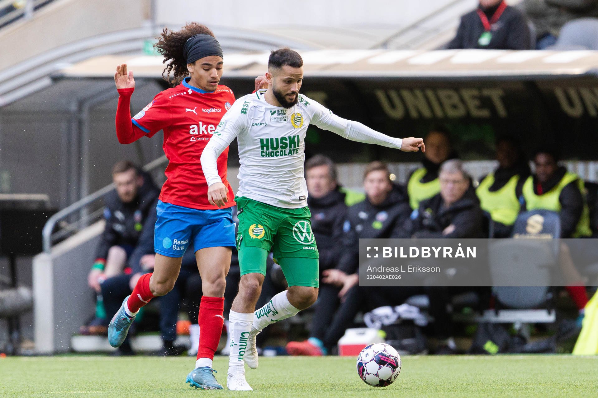 Helsingborgs Adam Kaied och Hammarbys Mohanad Jeahze