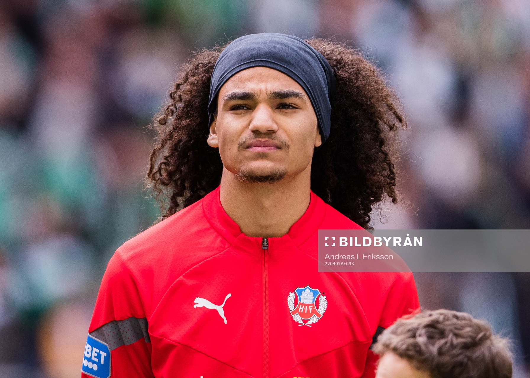 Helsingborgs Adam Kaied innan fotbollsmatchen i Allsvenskan