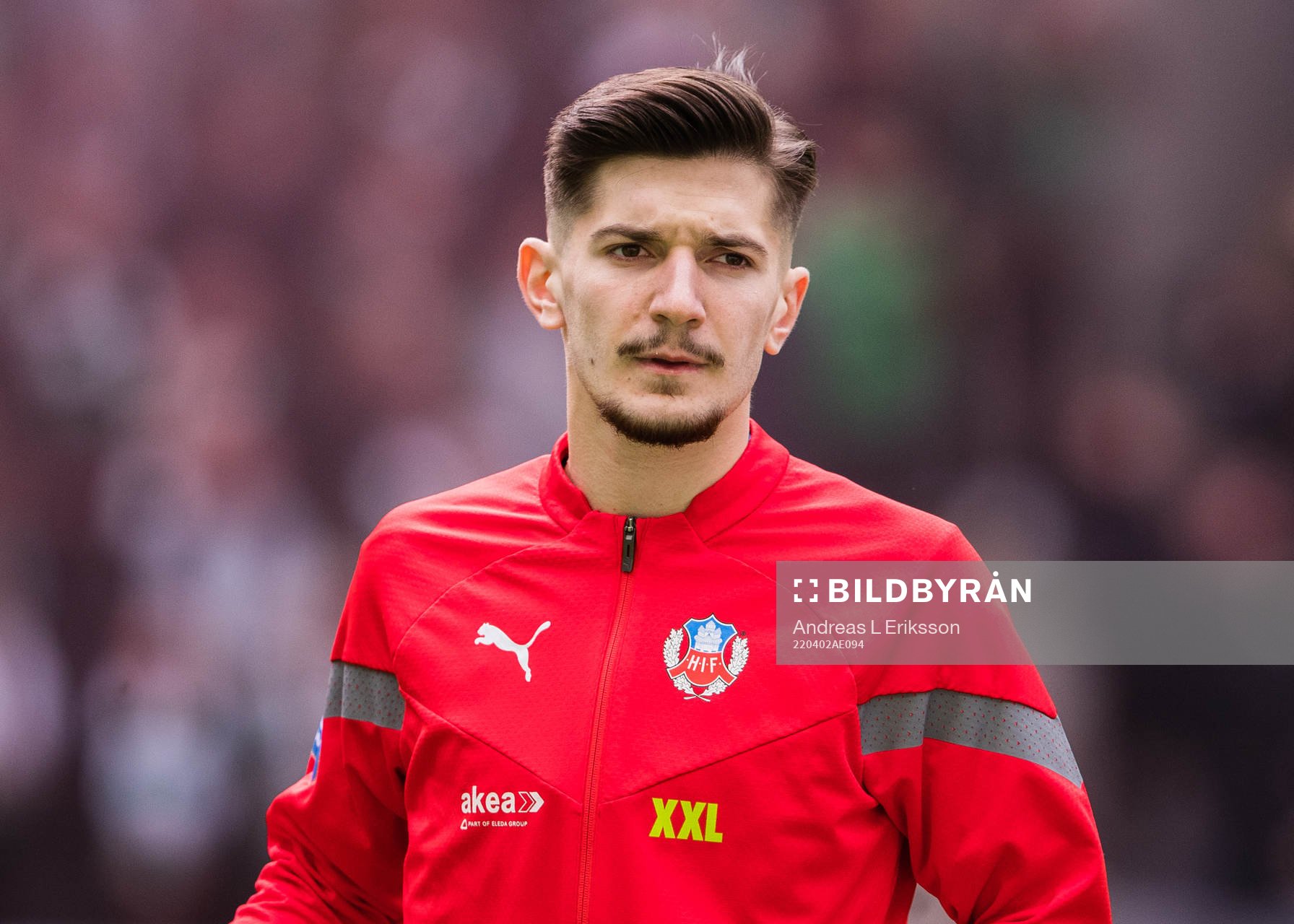 Helsingborgs Armin Gigovic innan fotbollsmatchen i