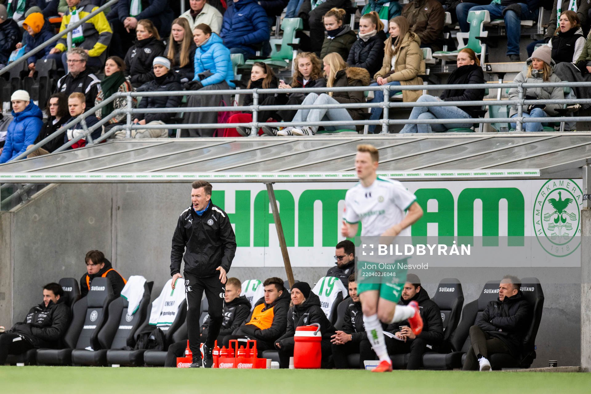 Tom Dent, assistant coach of HamKam, during the Eliteserien match between HamKam and Lillestrøm on April 2, 2022 in Hamar. 