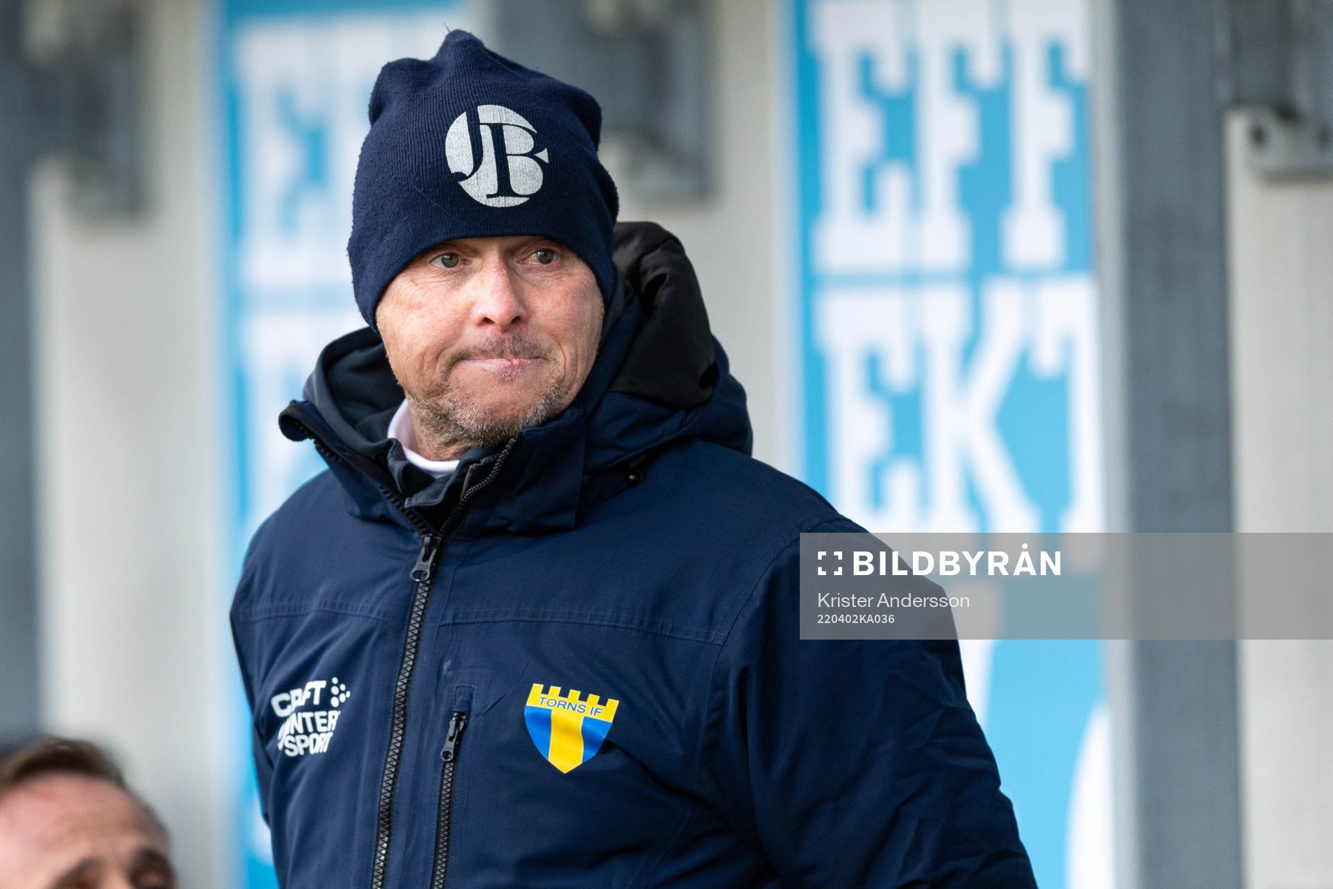 Torns tränare Anders Grimberg före fotbollsmatchen i