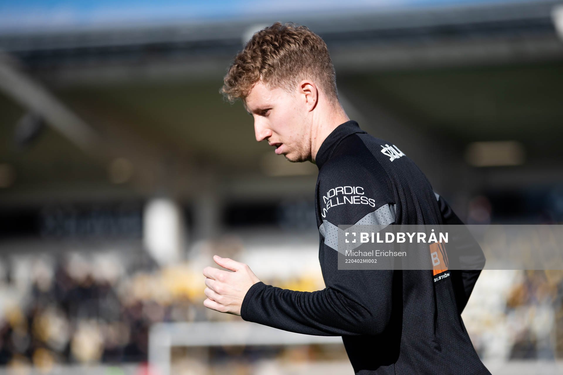 Häckens Samuel Gustafson innan fotbollsmatchen i