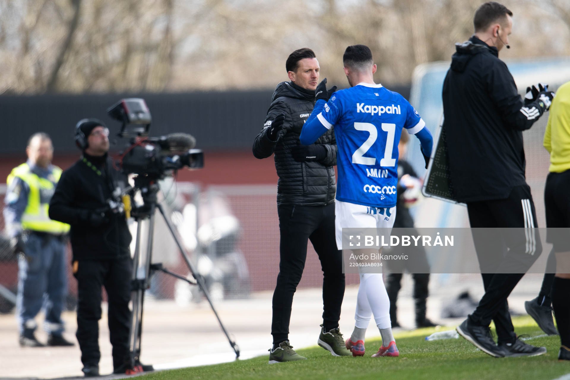 Trelleborgs Simon Amin och tränare Kristian Haynes