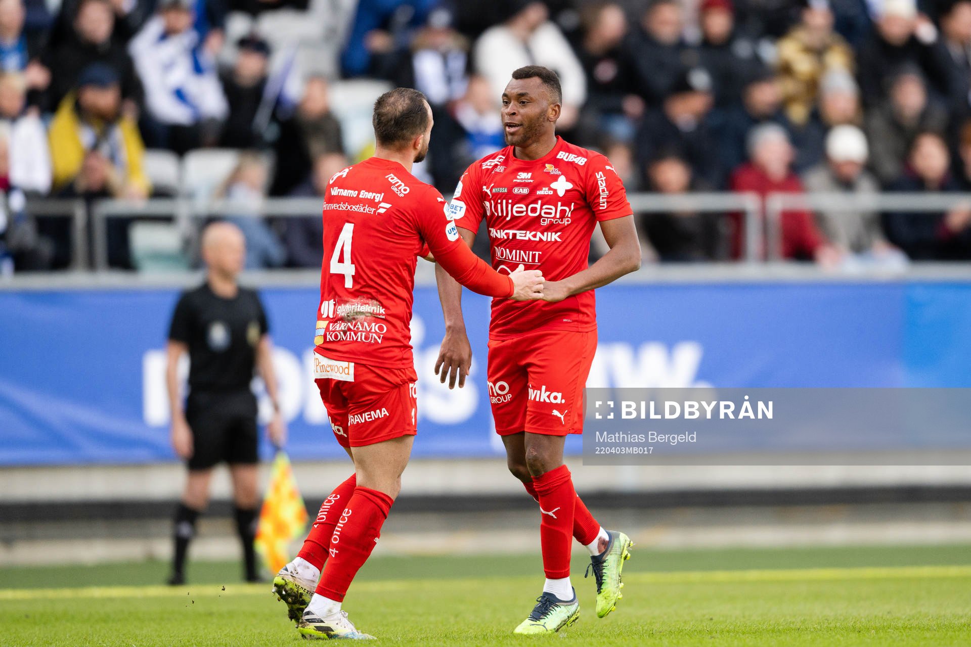 Värnamos Abdussalam Magashy jublar efter 1-1 under fotbollsmatchen i Allsvenskan mellan IFK Göteborg och Värnamo den 3 april 2022 i Göteborg.