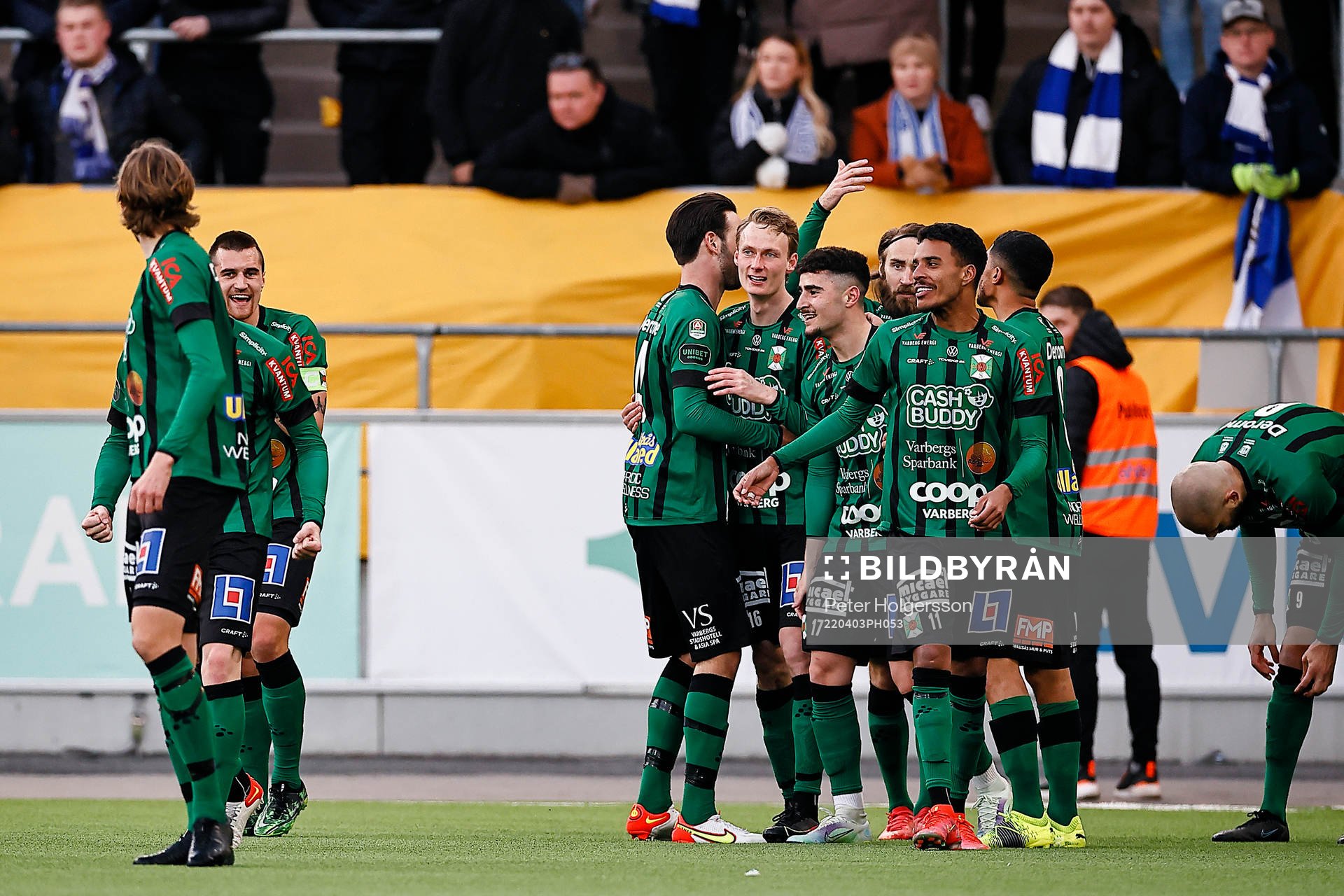 Jubel eft6er mål 0-1 av Varbergs Alexander Johansson