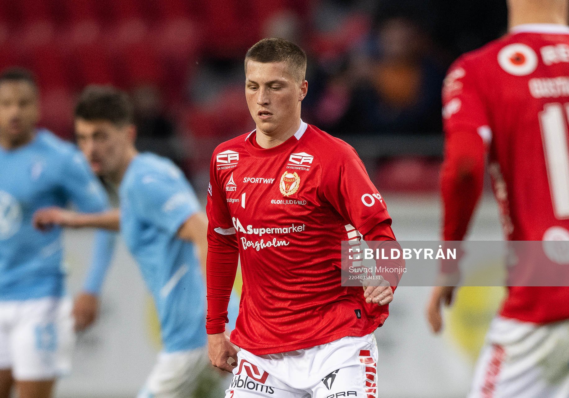 Kalmars Kevin Jensen under fotbollsmatchen i Allsvenskan mellan Kalmar och Malmö FF den 3 april 2022 i Kalmar. 