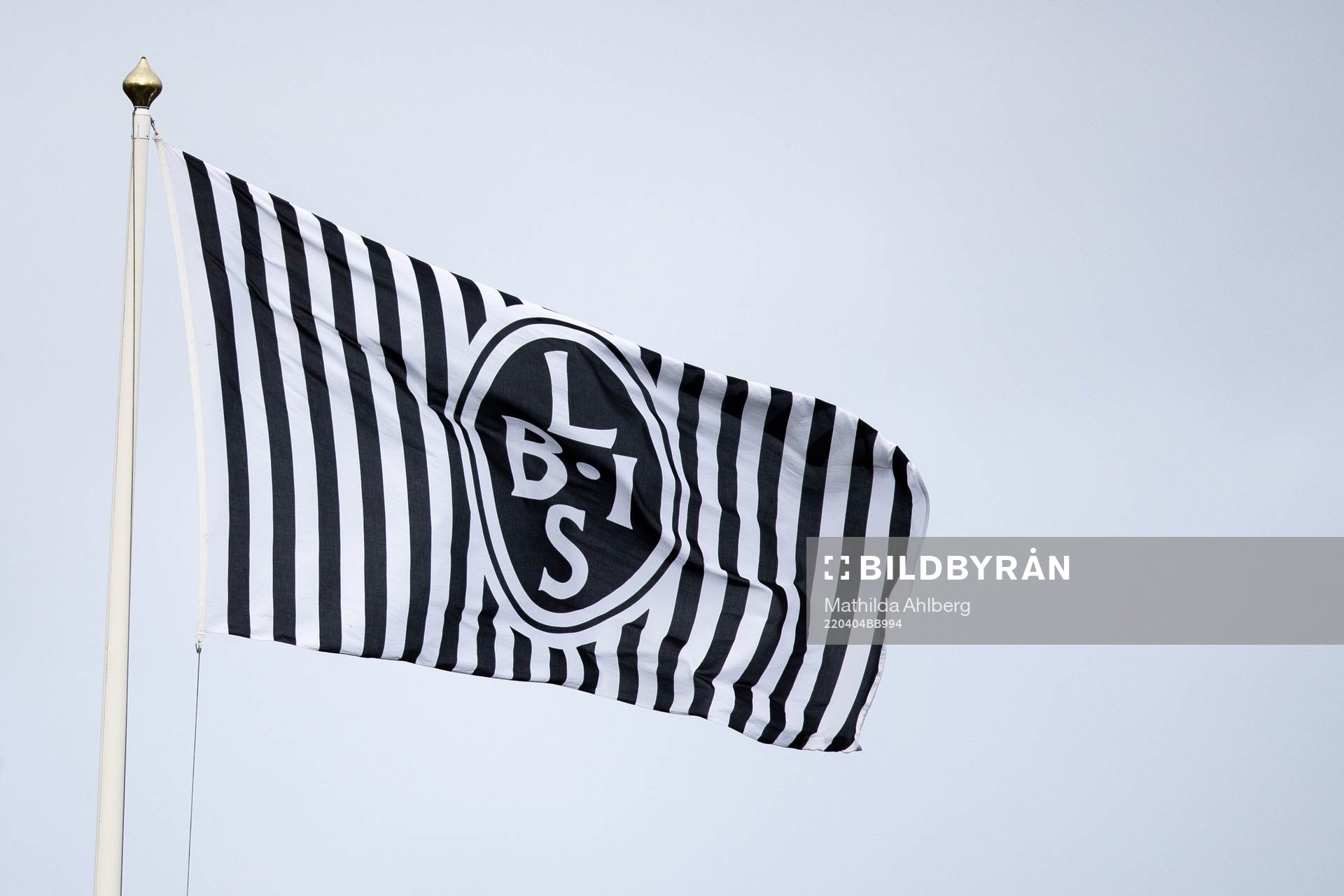  Flagga med Landskronas emblem under fotbollsmatchen i Superettan mellan Landskrona och Öster den 4 april 2022 i Landskrona. 