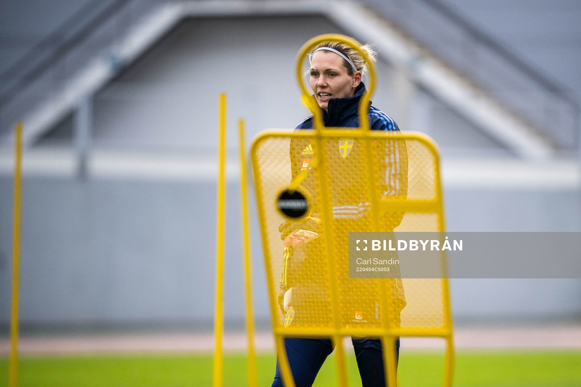 Goalkeeper Jennifer Falk of the Swedish women's national