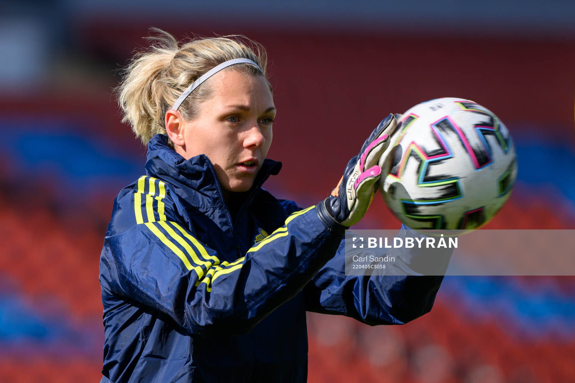 Goalkeeper Jennifer Falk of the Swedish women's national