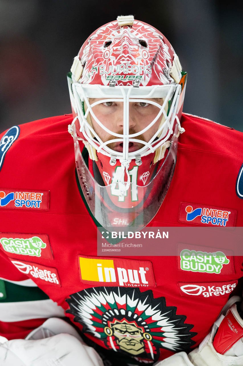 Frölundas målvakt Niklas Rubin innan kvartsfinal tre i