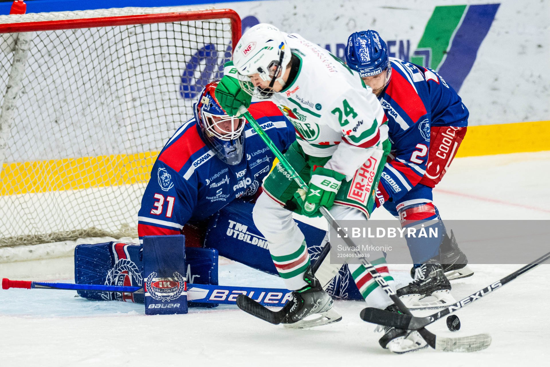 Oskarshamns målvakt Tim Juel och Brian Cooper