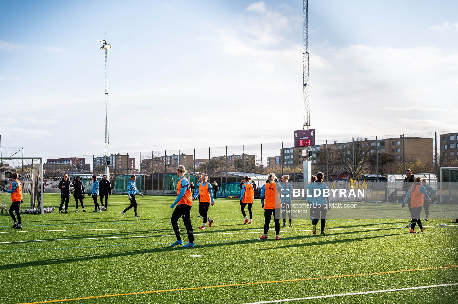 Interiör vy över Träningsplan 10 under en fotbollsträning med Malmö FF Dam den 7 april 2022 i Malmö. 