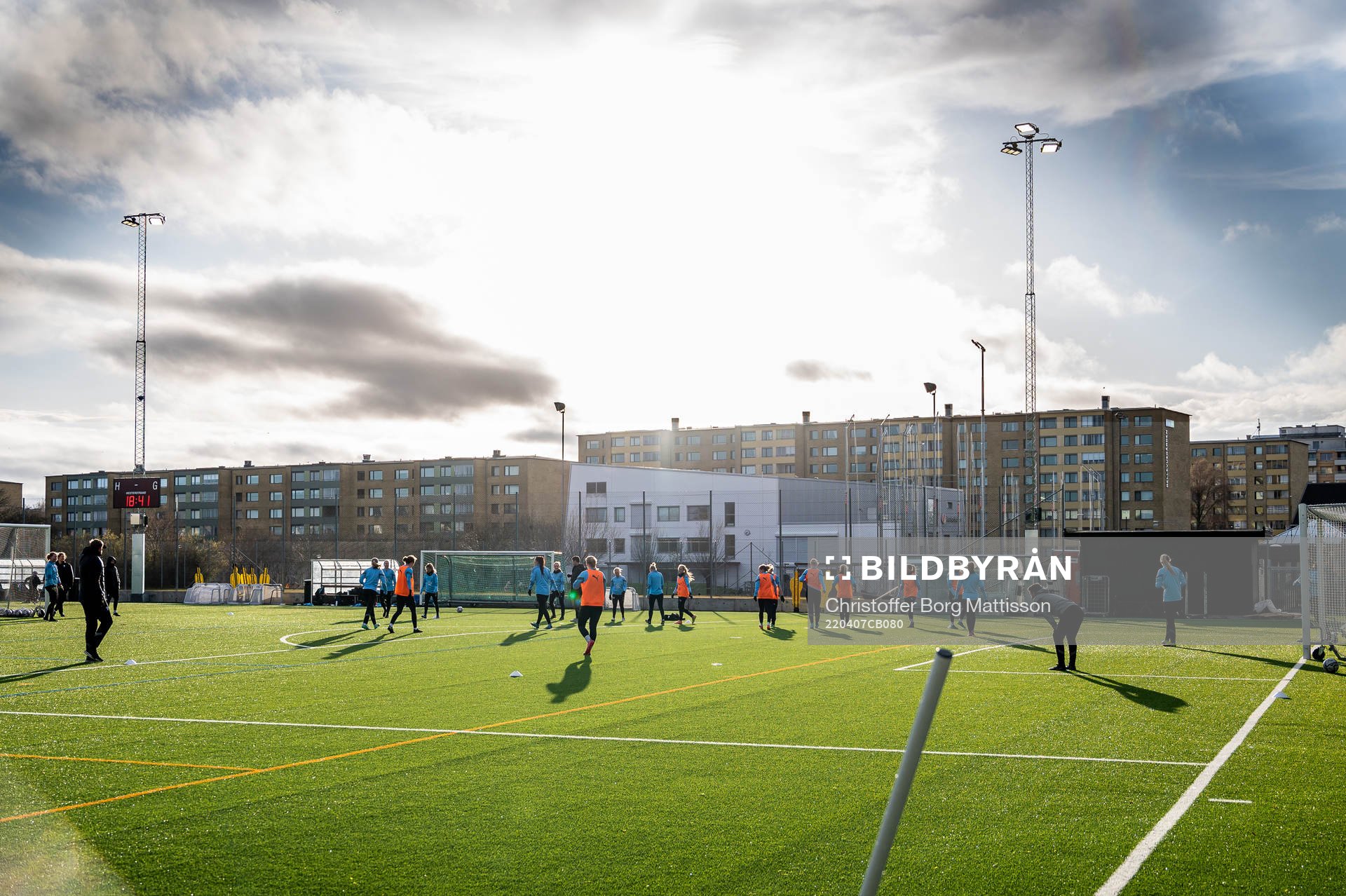 Interiör vy över Träningsplan 10 under en fotbollsträning med Malmö FF Dam den 7 april 2022 i Malmö. 