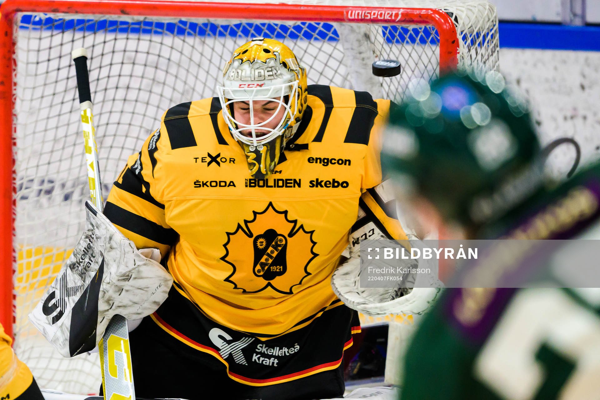 Skellefteås målvakt Strauss Mann och Färjestads Per