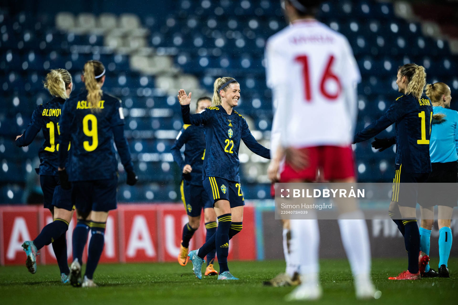 Olivia Schough of Sweden celebrates