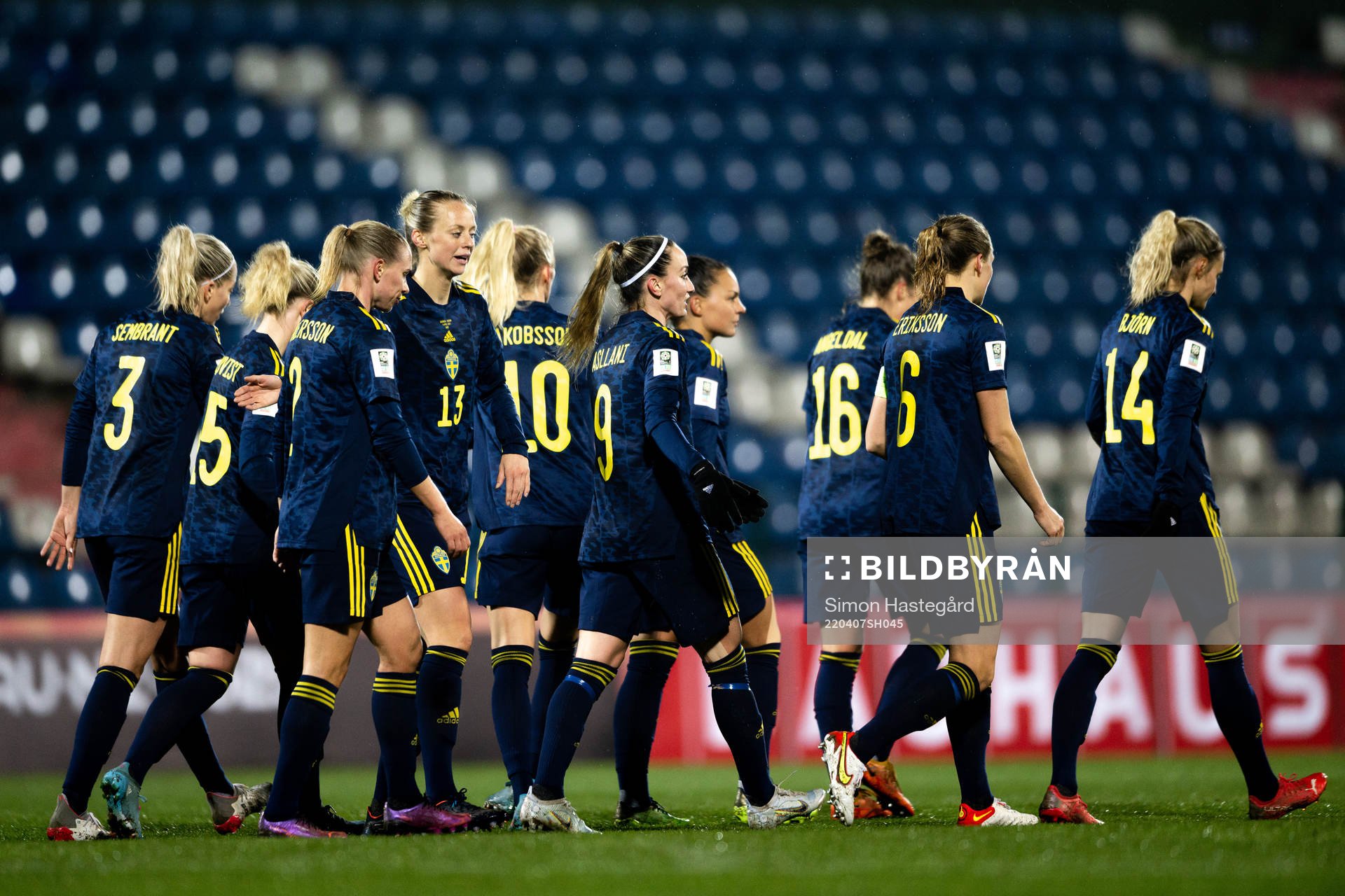 Players of Sweden celebrate the 0-13 goal