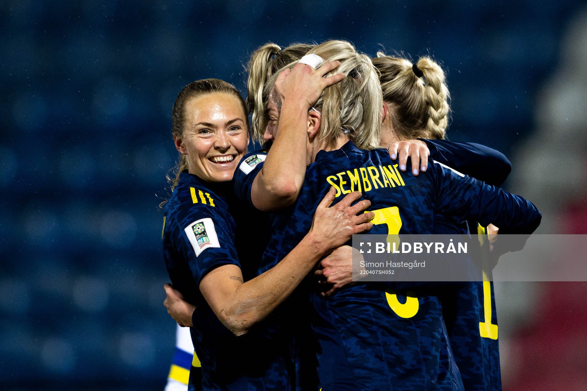 Magdalena Eriksson and Linda Sembrant of Sweden celebrate