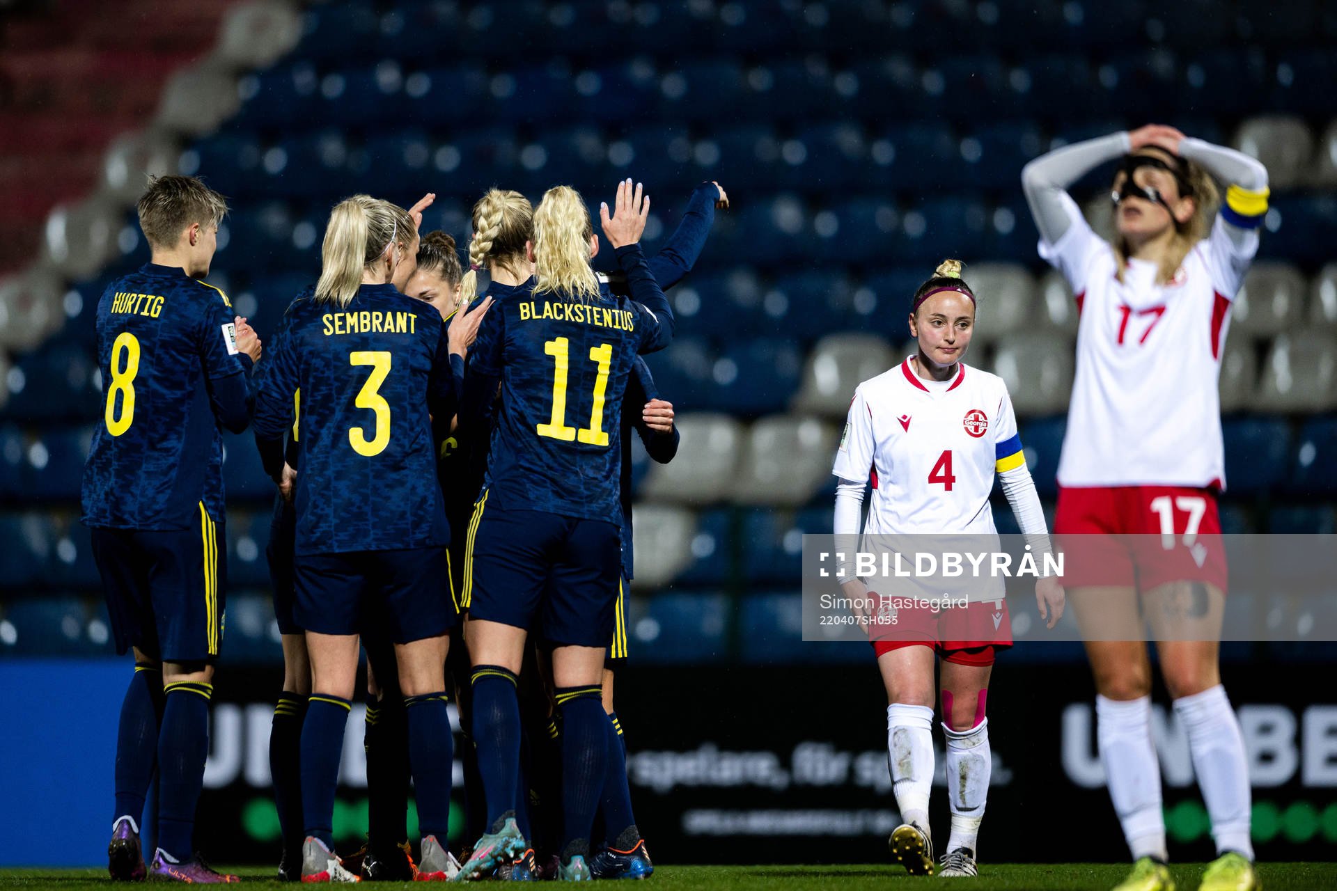 Players of Sweden celebrate the 0-6 goal