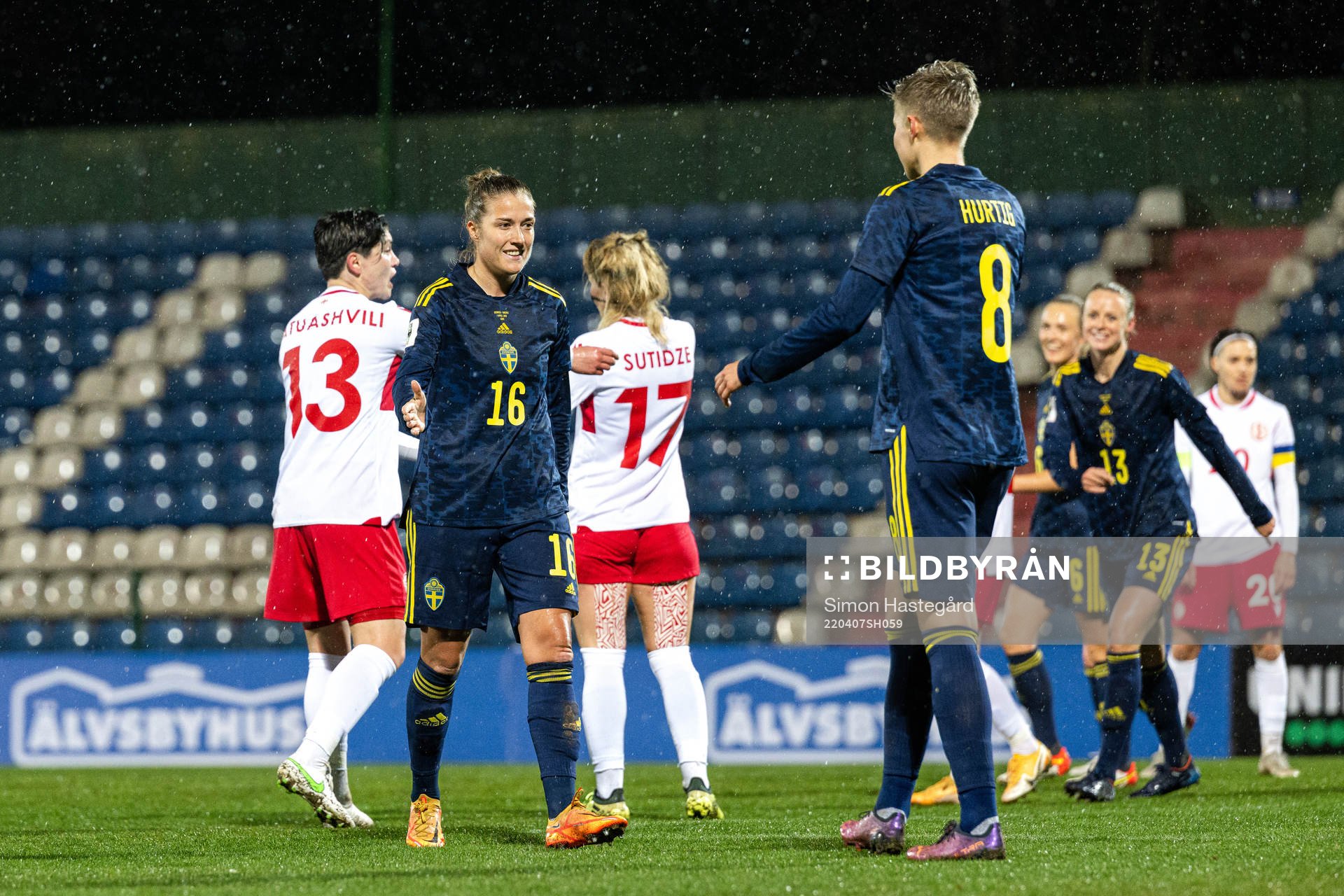 Filippa Angeldahl of Sweden celebrates the 0-8 goal