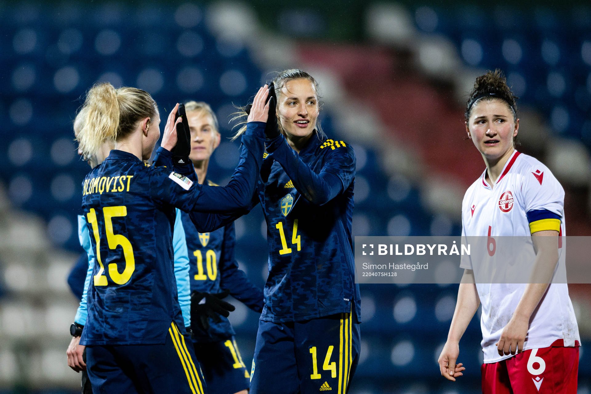 Rebecka Blomqvist and Nathalie Björn of Sweden celebrate
